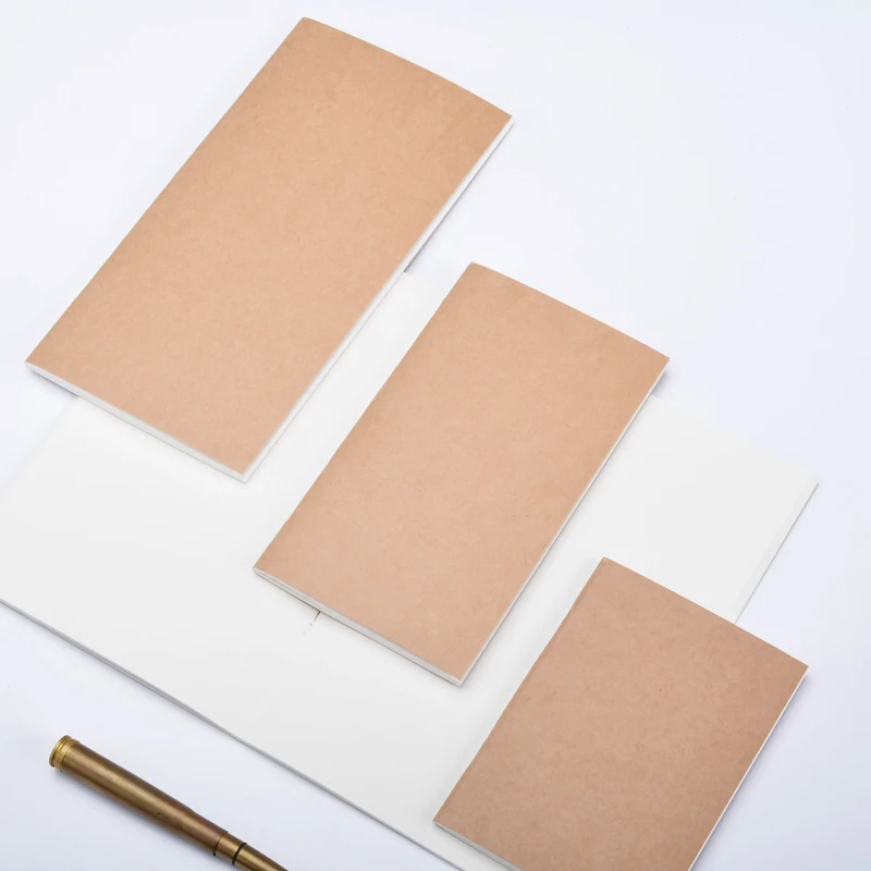 Vintage Leather Journal Notebook - Fromthenon フィラーペーパー トラベラーズノート用 ブランクグリッド マンスウィークプラン レトロノート