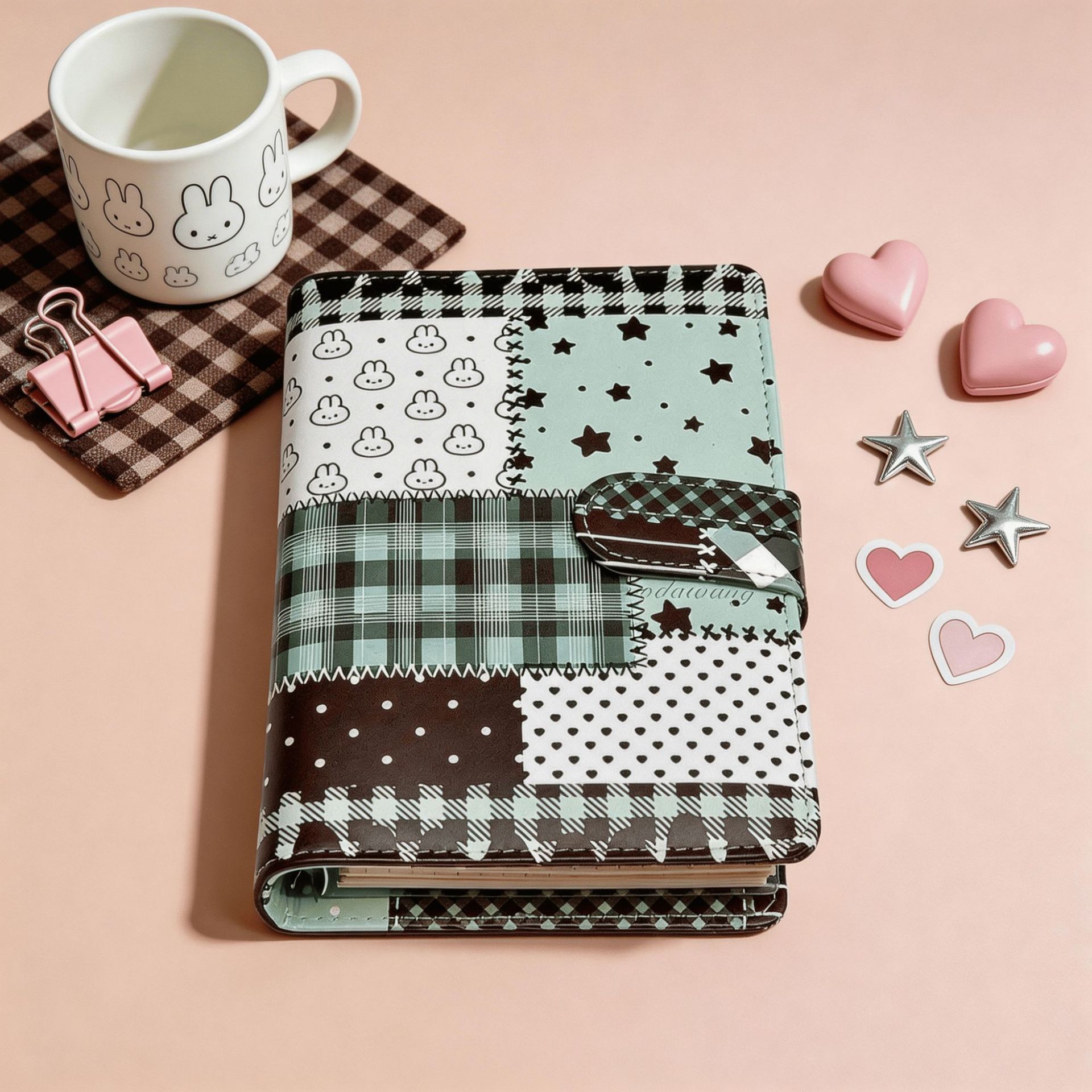 Blank Sheet Music Notebook - A6 グリーンスプライスグリッドノートブックルーズリーフノート PU 学生ポータブル DIY フォトカードコレクションブック日記プランナー文具