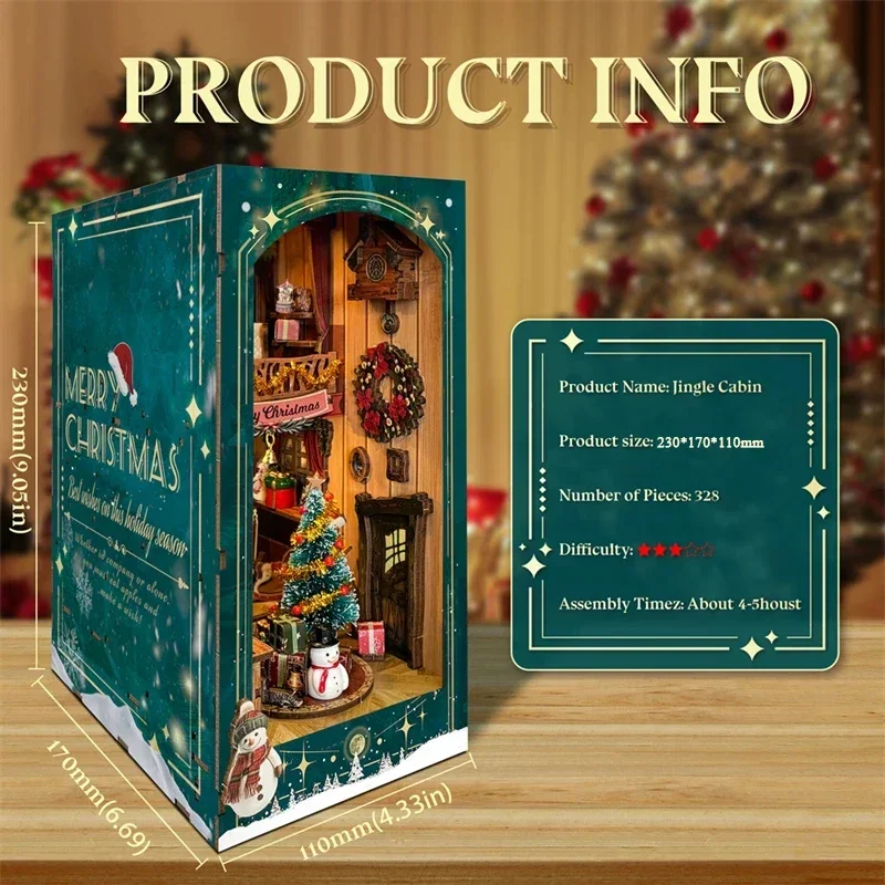 メリークリスマス DIY 木製ブックヌック シェルフインサー - Diy Wooden Book Nook Kit Shelf Insert のレビューと価格