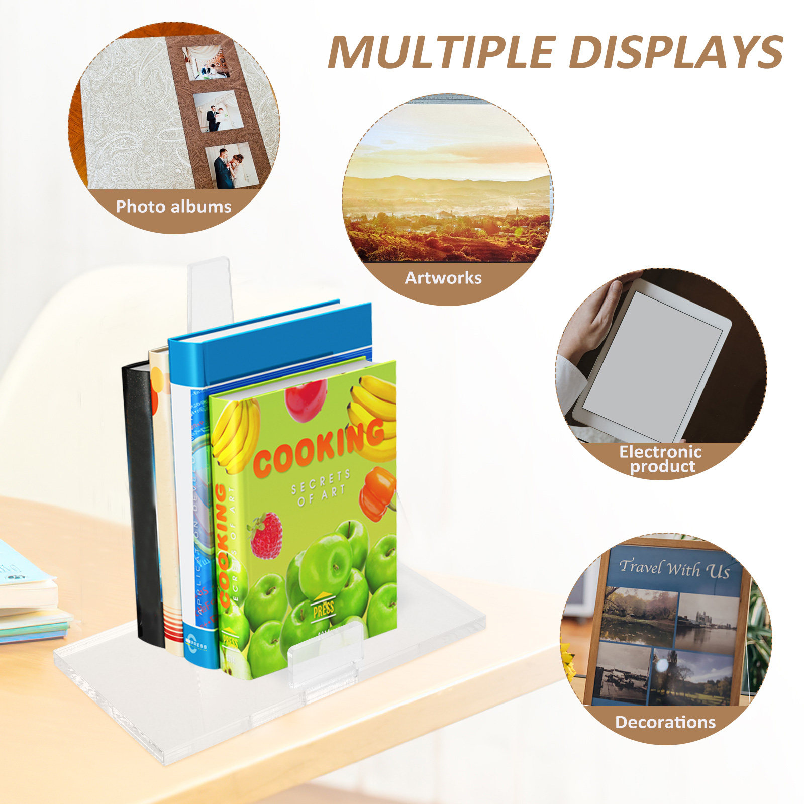 多用途アクリル製プレートスタンド。写真立て、ブックスタンドと - Clear Acrylic Book Stand Holder のレビューと価格