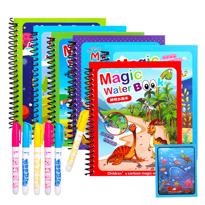 再利用可能な絵画マジックウォーターブックかわいい漫画の動物プ - Reusable Water Magic Coloring Book のレビューと価格