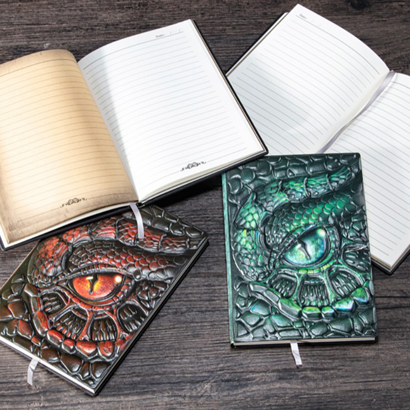 A5サイズ、3Dエンボス加工のドラゴンアイノート、ヴィンテー - Vintage Leather Journal Notebook のレビューと価格